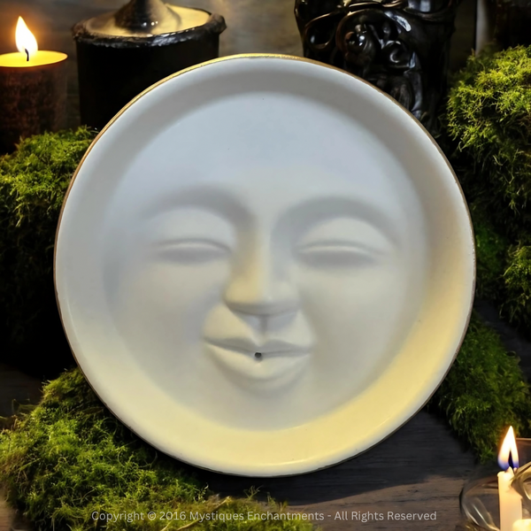 White Moon Face Incense Stick Holder